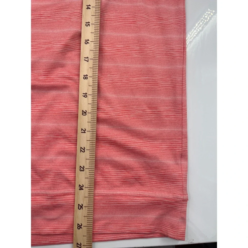 Johnnie-O‎ Mens XL Coral Pink Striped Quarter Zip Performance Pullover Golf Top